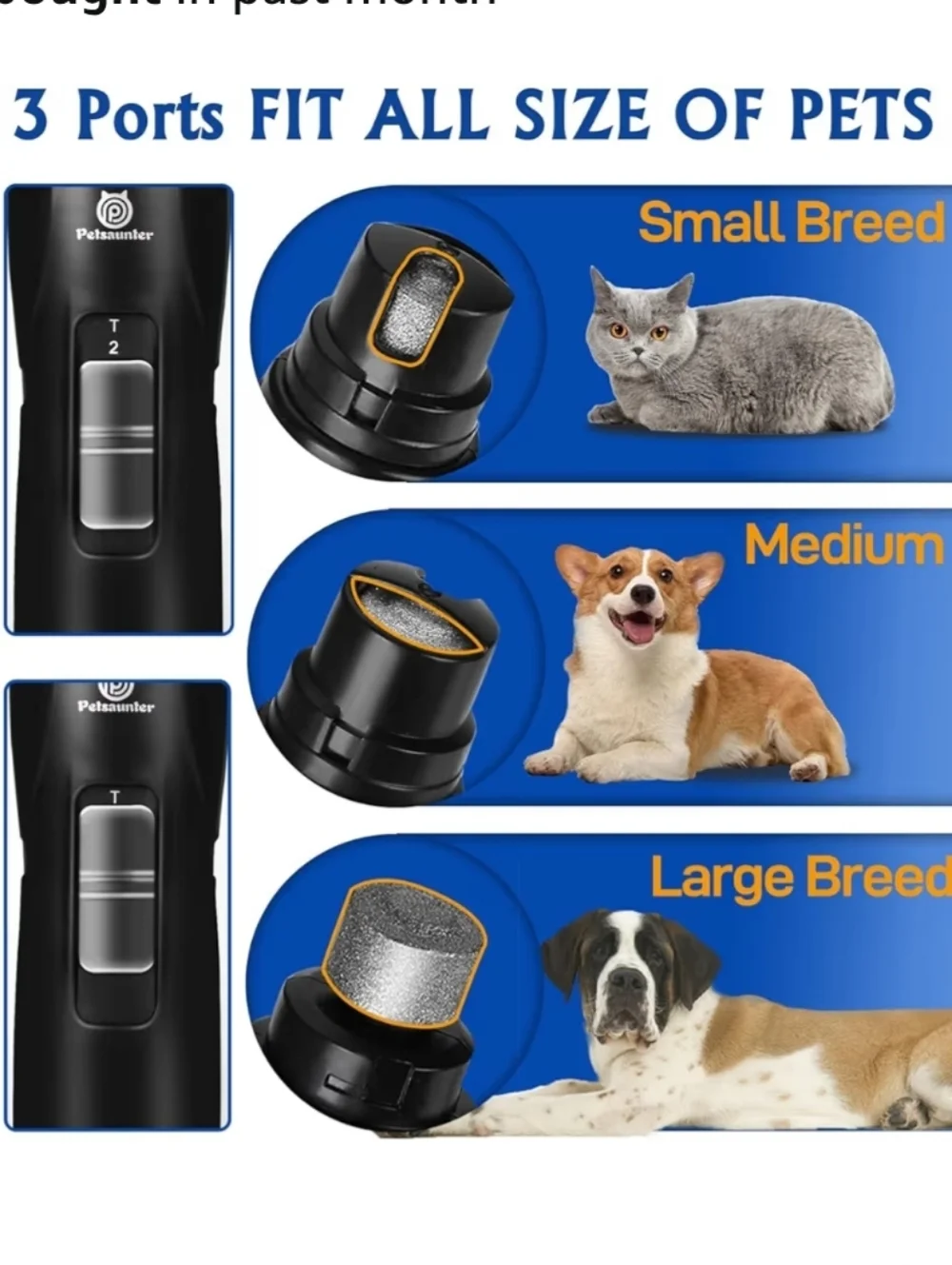Black Rechargeable Pet Nail Grinder Grooming